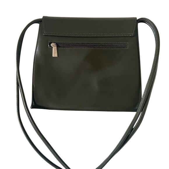 Lancaster Paris Vintage Olive Green Patent Leather Box Shoulder Bag - Picture 7 of 7